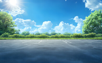 Fototapeta premium Empty Parking Lot on a Sunny Day