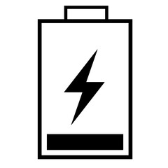 black silhouette very low battery charging icon