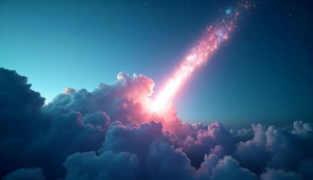 blue sky with clouds and meteorit