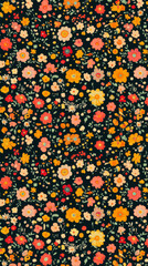 Colorful floral pattern with vibrant flowers