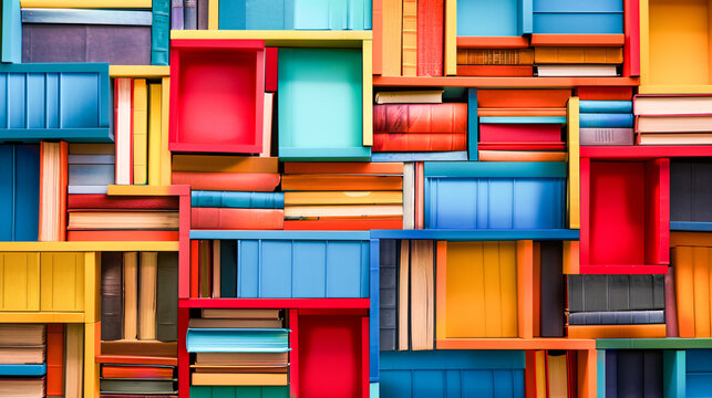 Volunteers organizing books in a library, minimal background.