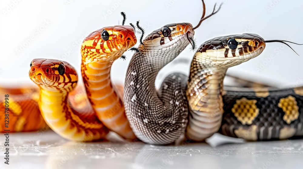 Poster exploring the vibrant lifecycle of colorful snakes in nature educational diagram wildlife environmen