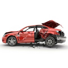 Naklejka premium A car crash involving two vehicles is isolated against a vibrant backdrop, Generative AI.