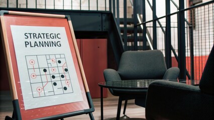 Strategic planning in a modern office collaborative viewpoints and innovative flowchart concepts