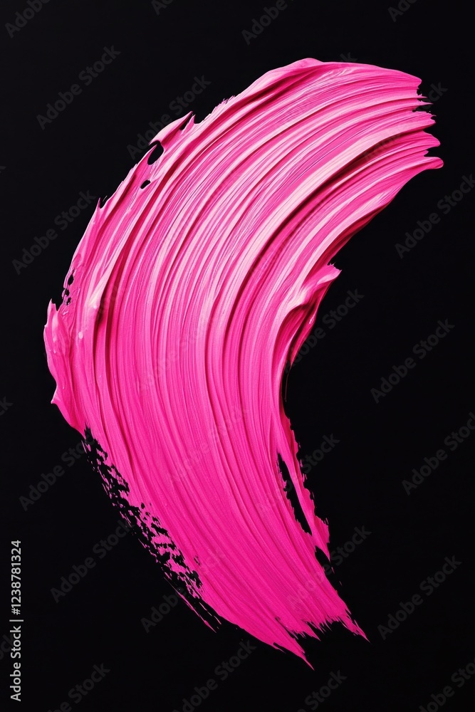 Poster a close-up view of a pink brush stroke on a black background, ideal for use in designs and art proje