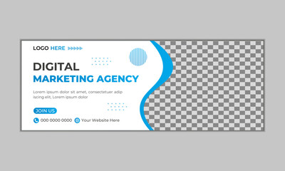 Professional Modern Facebook Cover Design, corporate social media cover design, blue color design with unique shapes.