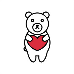 Cute Bear Holding Heart