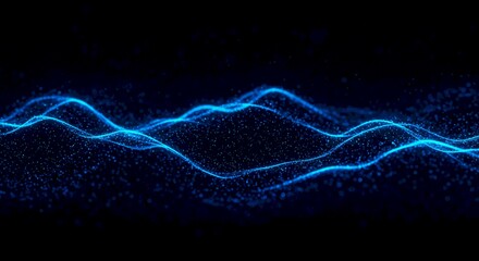 Abstract Blue Particle Waves Digital Technology Background