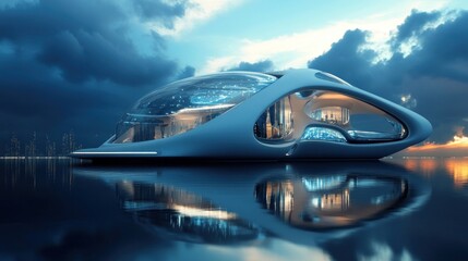 Obraz premium Futuristic Floating Home Design Concept Art