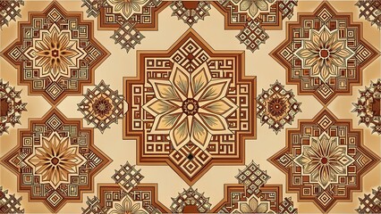 Geometric abstraction on beige background with intricate brown shapes and patterns resembling Russian Constructivism style , geometric shapes, patterns