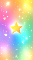 Colorful starry background with glowing star