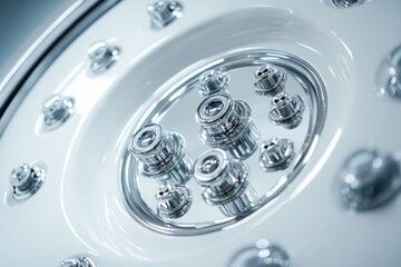 Macro Shot of Metallic Reflections with Circular Design and Polished Finish