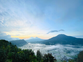 Beautiful sunrise in the morning at Pinggan, Village Bali, Indonesia