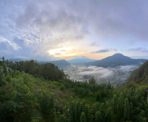 Beautiful sunrise in the morning at Pinggan, Village Bali, Indonesia 
