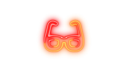 Neon glasses icon brown red color glowing with transparent background