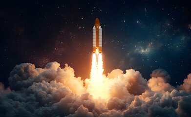 Fototapeta premium Space Rocket Launch: A Journey into the Cosmos