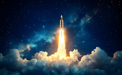 Rocket Launch into the Starry Night