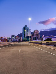 Fototapeta premium Vertical Night View of Cape Town with Highway Leading into the City, Cape Town, South Africa