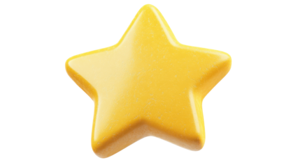 3d yellow star shining on transparent background