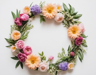Obraz premium a beautiful watercolor floral wreath, ideal for adding a romantic and feminine touch to your design projects