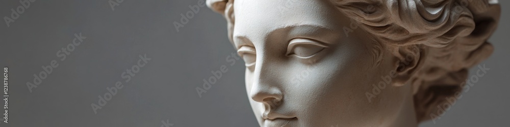 Aufkleber a close-up view of a woman's face on a statue, suitable for use in art historical or cultural contex