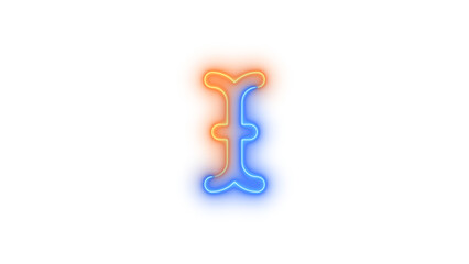 Neon i cursor icon blue brown color glowing with transparent background
