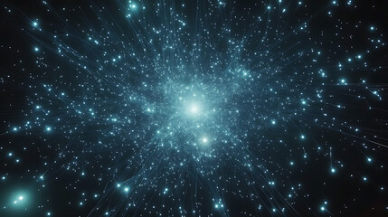 Obraz premium A mesmerizing cosmic scene featuring a burst of glowing stars and light, creating an ethereal atmosphere reminiscent of deep space.
