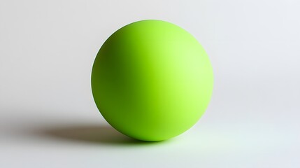 69. A neon green ping pong ball, vibrant and round, on a white background