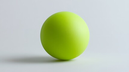 69. A neon green ping pong ball, vibrant and round, on a white background