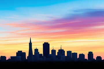 Vibrant Sunset Over San Francisco Skyline with Colorful Clouds