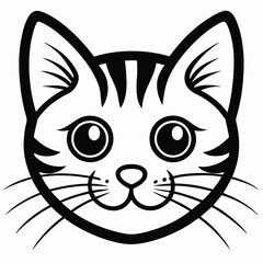 cute cat head silhouette vector