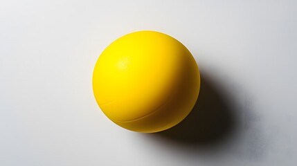 70. A round yellow handball ball, simple and sleek, centered on a white backdrop