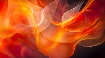 Vibrant Abstract Composition with Flame Colors and Soft Curves