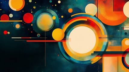 Obraz premium Abstract Colorful Circles Vibrant Retro Design. AI Generated