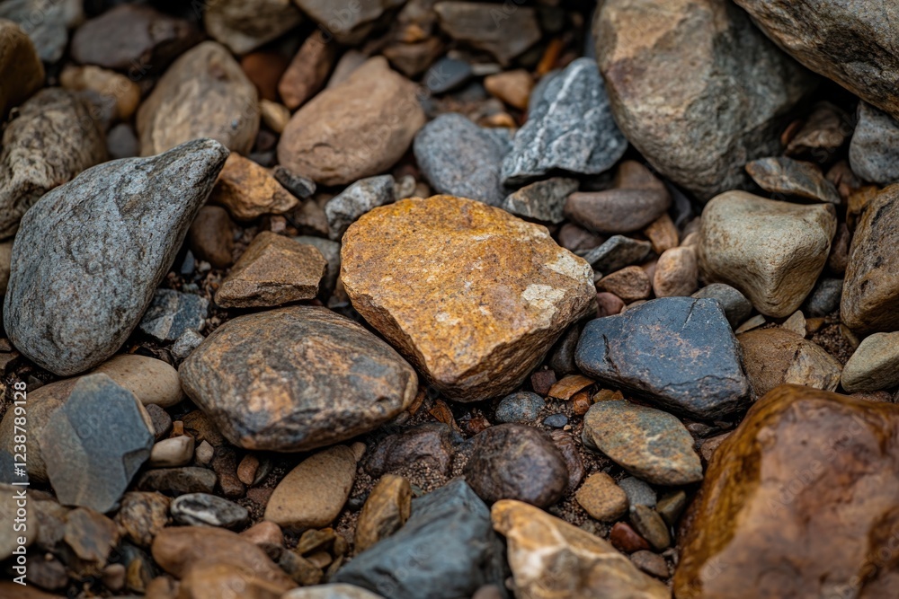 Aufkleber a collection of rocks and gravel on the ground, suitable for various uses such as landscaping or dec