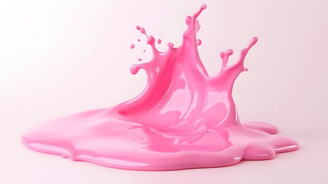 Vibrant pink paint fluid flowing on a white background, creates a visual effect, generative AI - Powered by Adobe