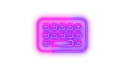Neon keyboard icon pink purple color glowing with transparent background
