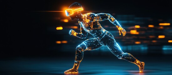 Fototapeta premium Virtual Runner in Digital Space