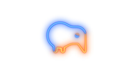 Neon kiwi-bird icon blue brown color glowing with transparent background
