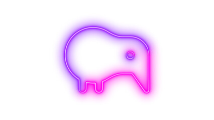 Fototapeta premium Neon kiwi-bird icon pink purple color glowing with transparent background