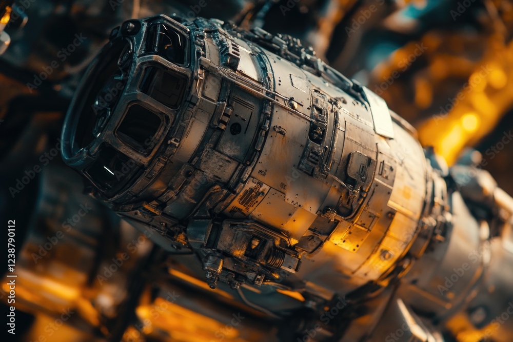 Poster A detailed view of a scale model space ship, ideal for sci-fi concepts and futuristic themes
