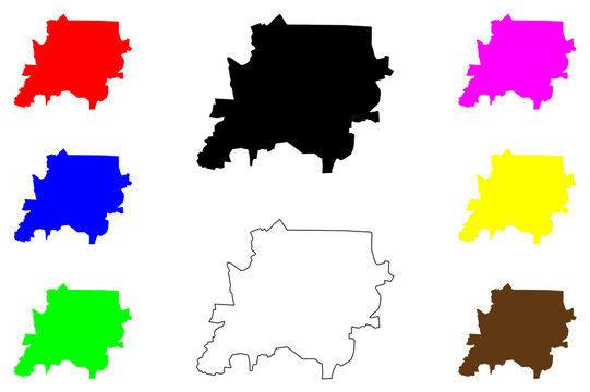 Uberaba city (Federative Republic of Brazil, Minas Gerais state) map vector illustration, scribble sketch Uberaba map