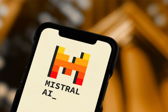 Guilherand-Granges, France - February 03, 2025. Mistral AI is a European artificial intelligence company developing advanced language models and AI solutions for various applications.