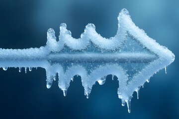 A frozen arrow with ice crystals forming delicate patterns on it.