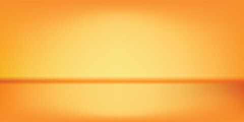 3d abstract autumn studio room background. Orange, brown dark gradient empty wall backdrop. Back ground horizontal reflection art