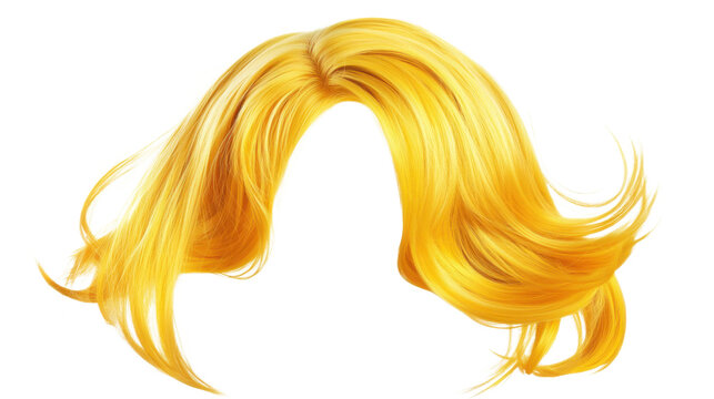 Blond wig with transparent background flowing in the wind