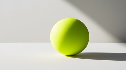 95. A neon green lacrosse ball, smooth and clean, placed on a white surface