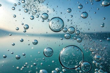 stylized fractal background with suspended bubbles and water droplets, decorative motifs, colorful backgrounds, mesmerizing designs,