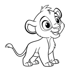 baby lion coloring page , coloring page for kids, animal coloring page, KDP, Animal Coloring Page For Kids, line art clipart, children, , animal, cartoon, vector, illustration