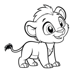 baby lion coloring page , coloring page for kids, animal coloring page, KDP, Animal Coloring Page For Kids, line art clipart, children, , animal, cartoon, vector, illustration